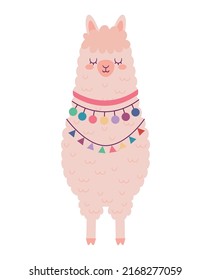 cute llama design over white