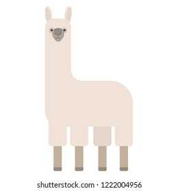 Cute llama drawing doodle. White wild animal alpaca. Adorable creature. Isolated flat vector illustration