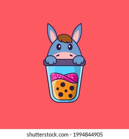 Cute llama Drinking Boba milk tea. Animal cartoon concept isolated. Can used for t-shirt, greeting card, invitation card or mascot.