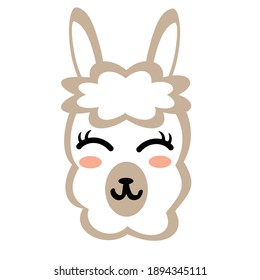 Cute llama face cartoon vector illustration