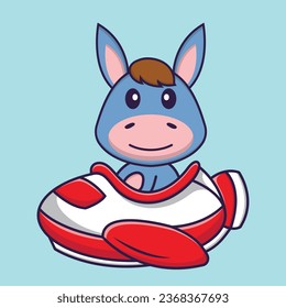 Cute llama flying on a plane. Animal cartoon concept isolated. Can used for t-shirt- greeting card- invitation card or mascot.