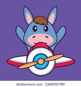 Cute llama flying on a plane. Animal cartoon concept isolated. Can used for t-shirt- greeting card- invitation card or mascot.