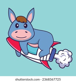 Cute llama flying on rocket. Animal cartoon concept isolated. Can used for t-shirt- greeting card- invitation card or mascot.