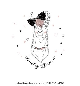 Cute Llama girl portrait