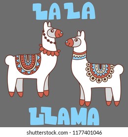 Cute Llama with hand drawn elements