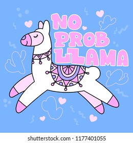 Cute Llama with hand drawn elements