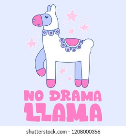 Cute Llama with hand drawn elements