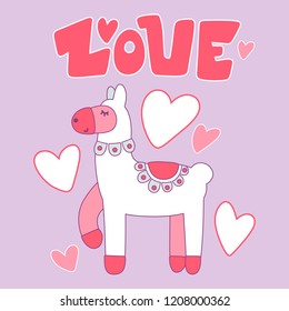 Cute Llama with hand drawn elements