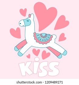 Cute Llama with hand drawn elements