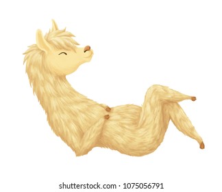 Cute llama hand drawn print. Alpaca laes and relax. Illustration for birthday party, kids print or childish design. svg