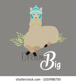 Cute llama with hat