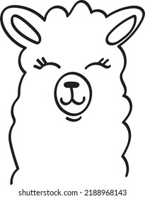 Cute Llama Head Line Art