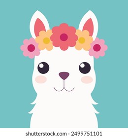 Cute llama heads vector white background 