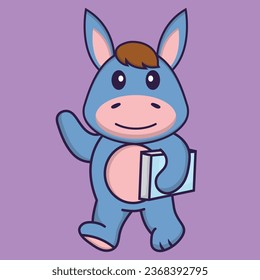 Cute llama holding a book. Animal cartoon concept isolated. Can used for t-shirt- greeting card- invitation card or mascot.
