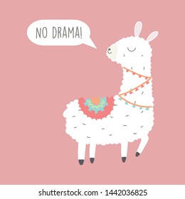 Cute Llama Illustration. Cute alpaca cartoon character. Can be used for card design, greeting or invitation card, nursery, and other. 