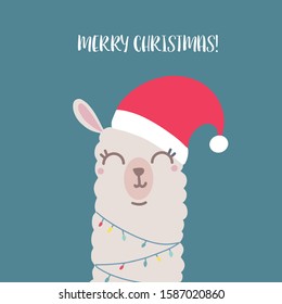 Cute Llama Illustration. Cute alpaca cartoon character. Can be used for card design, greeting or invitation card, nursery, and other.