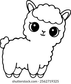 A Cute llama illustration with big eyes and fluffy fur, perfect for kids!