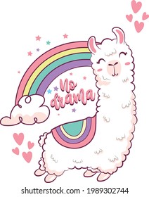 Cute llama illustration. colorful and fun animal illustration.