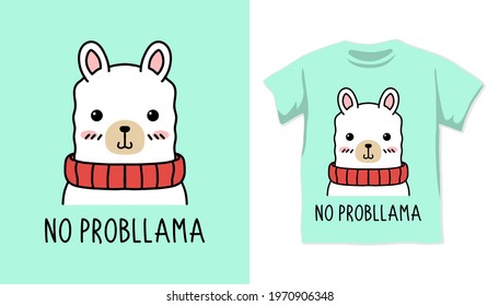 Cute llama illustration shirt design for kid