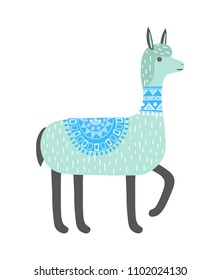 Cute llama isolated on white background. Alpaca. Vector illustration.