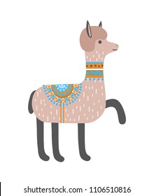Cute llama isolated on white background. Alpaca. Vector illustration.