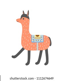 Cute llama isolated on white background. Alpaca. Vector illustration.