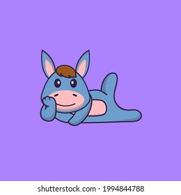 Cute llama lying down. Animal cartoon concept isolated. Can used for t-shirt, greeting card, invitation card or mascot.