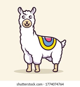 Cute llama Mascot vector illustration
