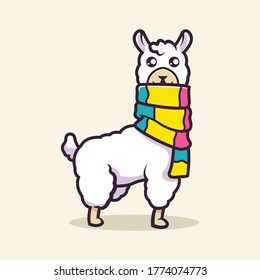 Cute llama Mascot vector illustration