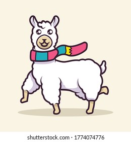 Cute llama Mascot vector illustration