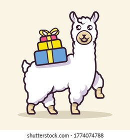 Cute llama Mascot vector illustration