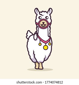 Cute llama Mascot vector illustration