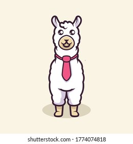 Cute llama Mascot vector illustration