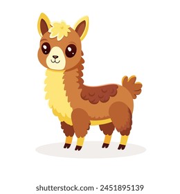 Cute llama on a white background. Vector illustration.