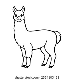 Cute llama outline drawing with a simple, playful style