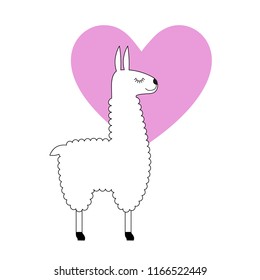 cute llama with pink heart