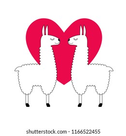 cute llama with pink heart