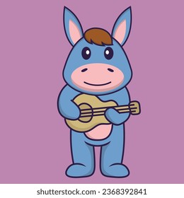 Cute llama playing guitar. Animal cartoon concept isolated. Can used for t-shirt- greeting card- invitation card or mascot.