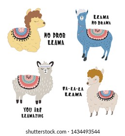 cute llama print. childish vector illustration for kids t shirt,clothes,fabric