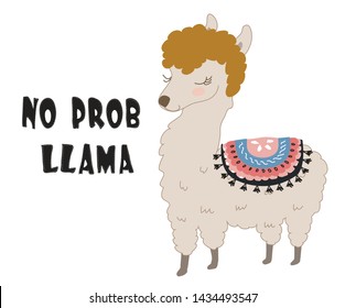 cute llama print. childish vector illustration for kids t shirt,clothes,fabric