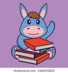 Cute llama reading a book. Animal cartoon concept isolated. Can used for t-shirt- greeting card- invitation card or mascot.