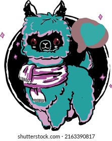 Cute llama with a scarf. vector file for designs.