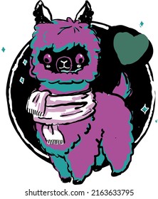 Cute llama with a scarf. A vector file is useful for creating designs.