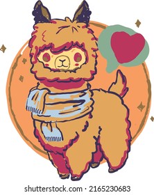 Cute llama with a scarf. The vector file is useful for designs.