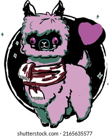 Cute llama with a scarf. Vector file for creating designs.