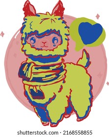Cute llama with a scarf. Vector file for designs.