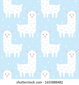 Cute llama seamless background repeating pattern, wallpaper background, cute seamless pattern background