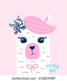 Cute llama seamless pattern print design. Vector illustration design for fashion fabrics, textile graphics, prints.