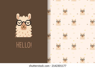 cute llama seamless pattern vector