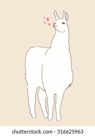 Cute llama sending a kiss vector image